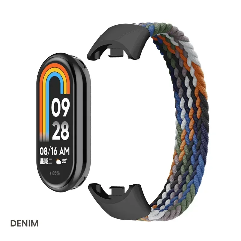 Bucle Solo trenzado para Xiaomi Mi Band 8, accesorios de repuesto, correas de reloj de nailon elástico, pulsera de correa para Miband 8 NFC: XXXL / Rose Gold