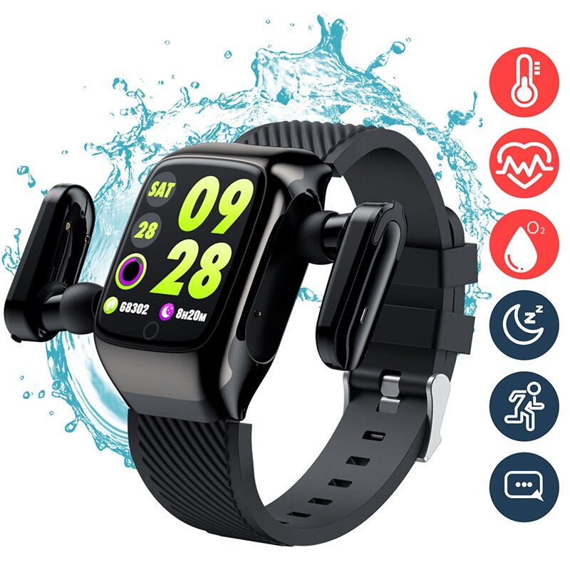 S300 Smart Horloge Hartslagmeter Bluetooth Oortelefoon Fitness Tracker Bloeddruk Smartwatch Voor Ios Android Telefoon