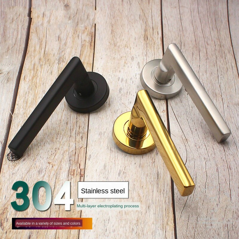 Door Handle Set Stainless Steel Lock Interior Home Door Handle Lock Durable Adjustable Latch Security WJ11