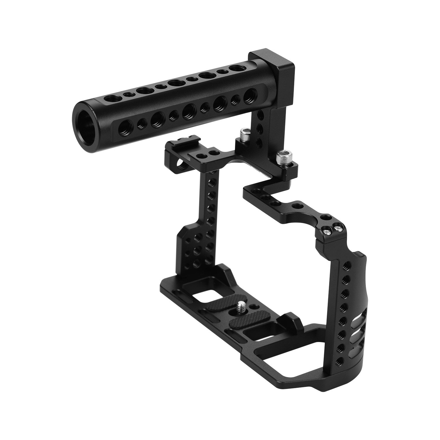 Andoer câmera de vídeo gaiola + alça superior kit liga alumínio com sapata fria montagem 1/4 Polegada 3/8 Polegada furos parafuso para sony a7r4 a7r iv