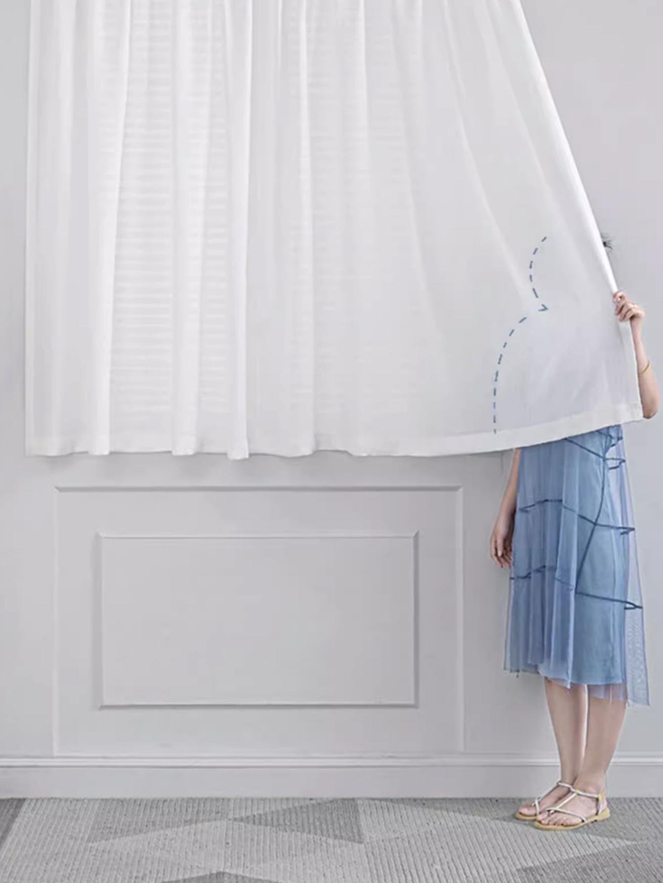 1pc Tenda adesiva senza punzonatura installazione balcone garza autoadesiva bianca telecamera da letto finestra a bovindo semi-opaca incollata brusco