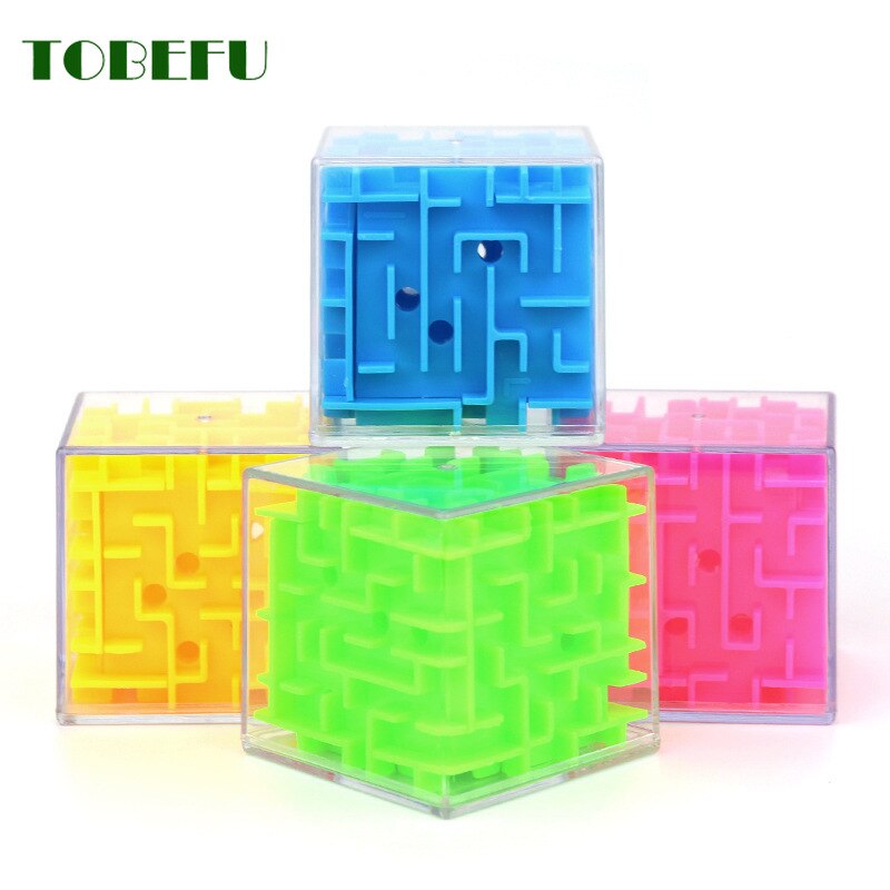 TOBEFU-laberinto 3D de seis caras para niños, cubo mágico transparente, Cubo de velocidad, juego de pelota rodante, laberinto, juguetes educativos