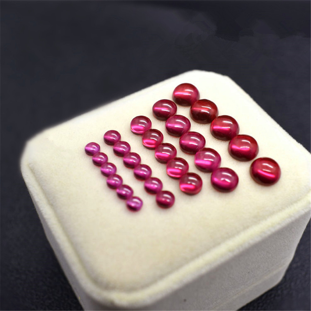Cabujón redondo de rubí de , color rojo sangre, dureza de rubí Mohs 9 superficie lisa pulida, parte posterior plana, Gema de Rubí, cabina RB099