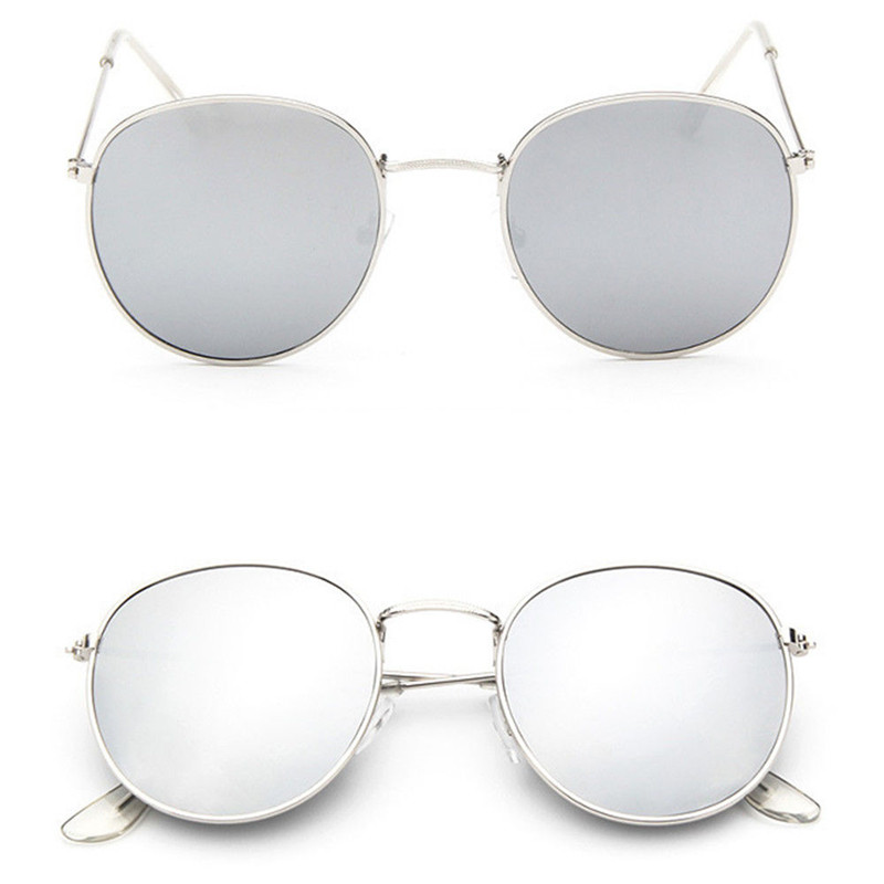 Nueva Retro redondo rojo gafas de sol hombres mujeres de de círculo Vintage negro con cristales rosas Hippie gafas de sol: White