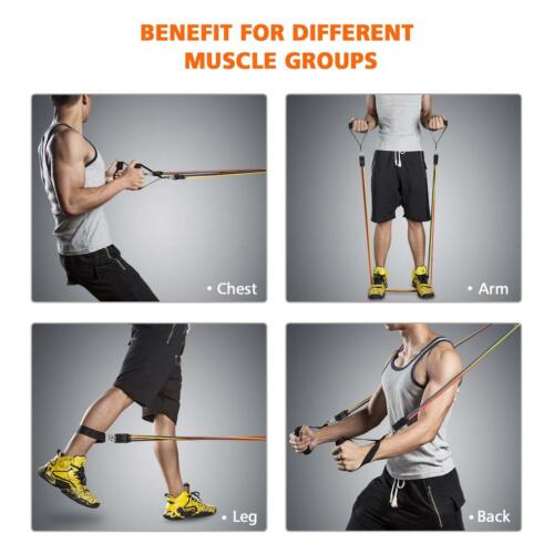 Newest 11pcs Fitness Resistance Bands Gym Kit Tubes with Handle Door Anchor Ankle Strap