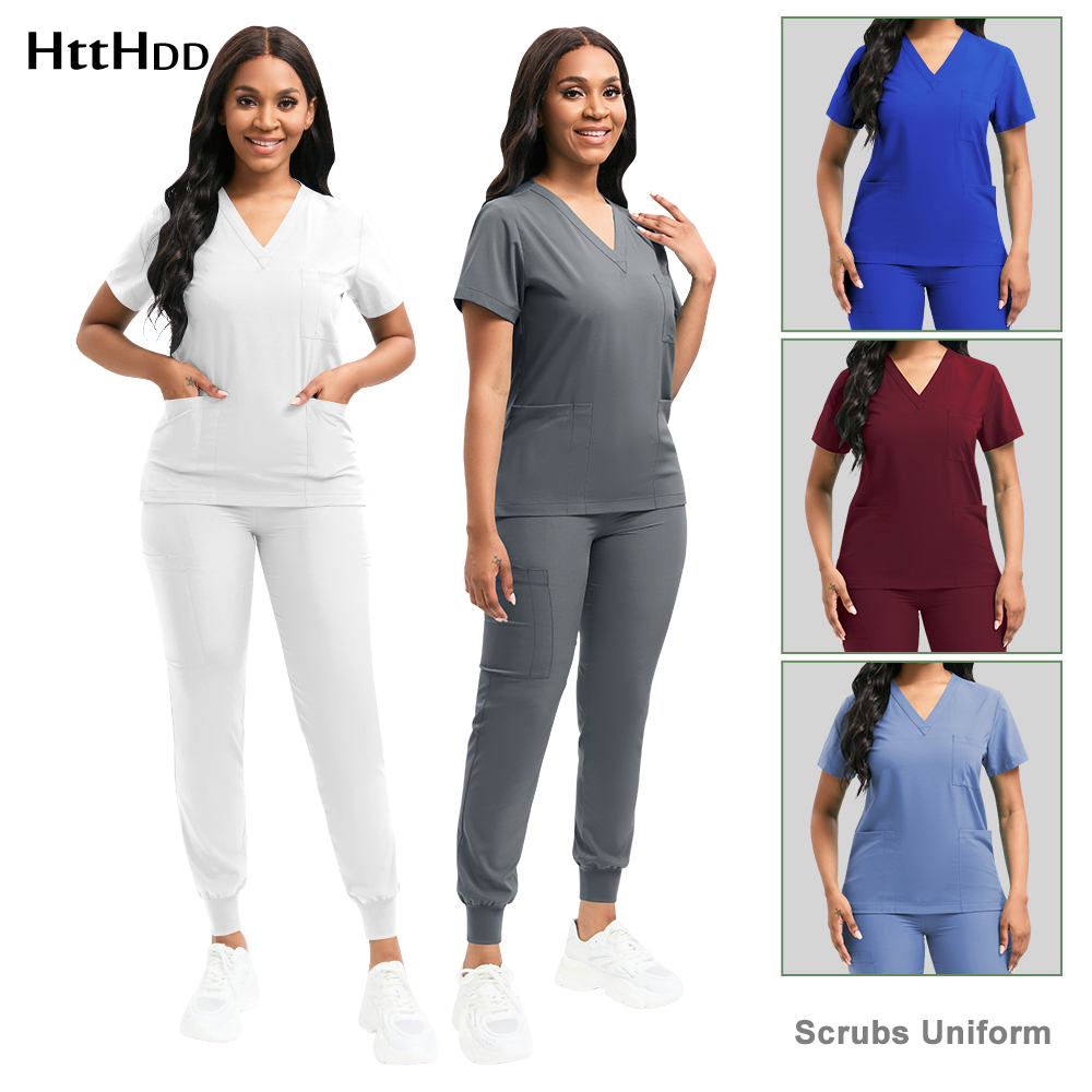 Uniforme de limpieza para mujer, Top exfoliante de enfermería, pantalones, traje médico, Ropa de Trabajo de niñera pediátrica, bata quirúrgica para quirófano,