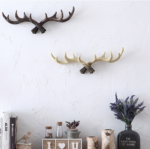 50cm*18cm Wall Hanger Rack Holder Antler Hook Hat Coat Bag Modern Nordic Deer Resin Decor Home Decoration Accessories