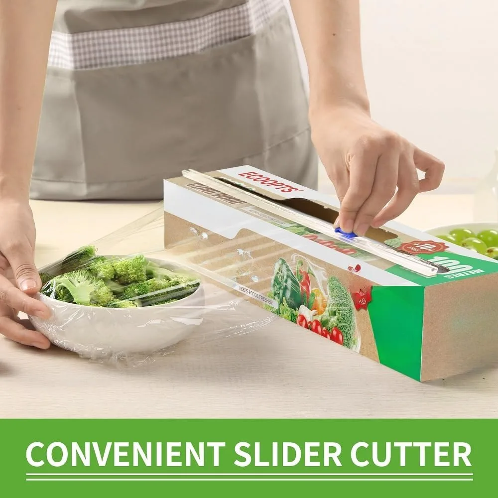 Slider Cling Film Food Grade Slider Convenient Cutting Large Roll Kitchen Household Cutting Box Economical and Practical Set