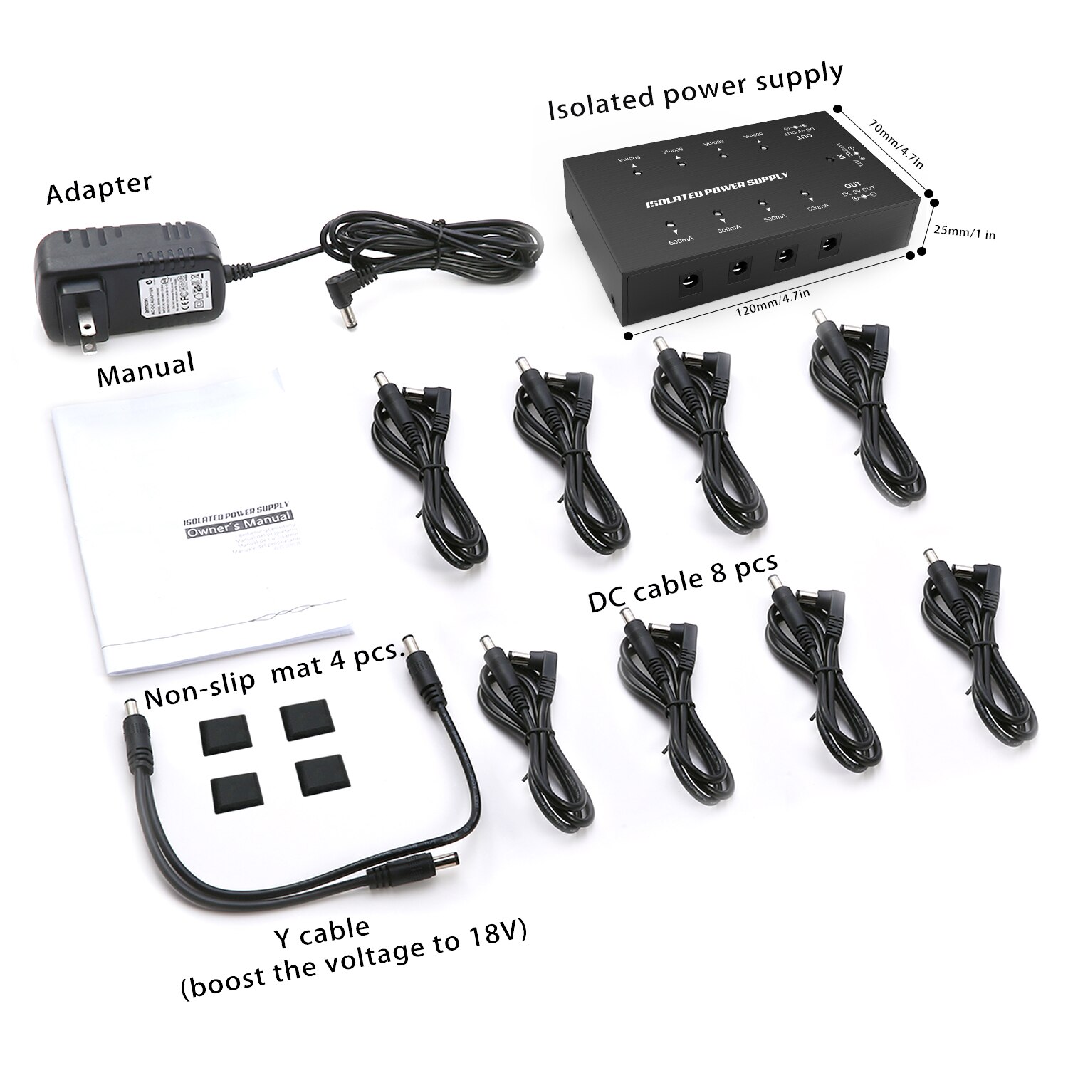 Ammoon-fuente de alimentación de efectos de guitarra de tamaño compacto, 8 salidas CC aisladas para efectos de guitarra de 9V/18V