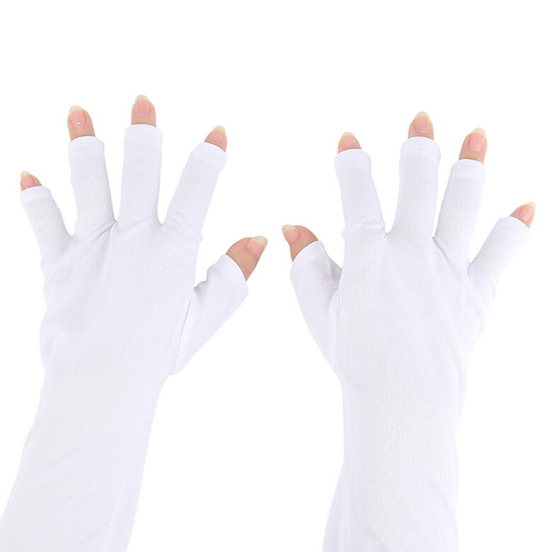 1 par vita fototerapi anti uv-handskar för uv-ljuslampa strålningssäkert handmanikyrskydd för nagelkonst manikyrverktyg: Default Title