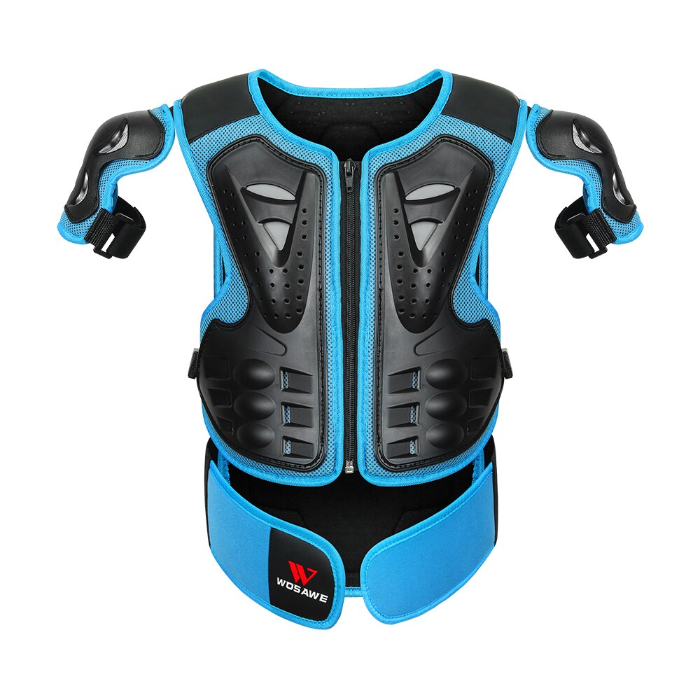WOSAWE PE Hard Shell Children Electric Motorcycle Full Body Protect Armor Chest Spine Vest Kids Dirt Bike ATV Knee Protector: Jacket only Blue