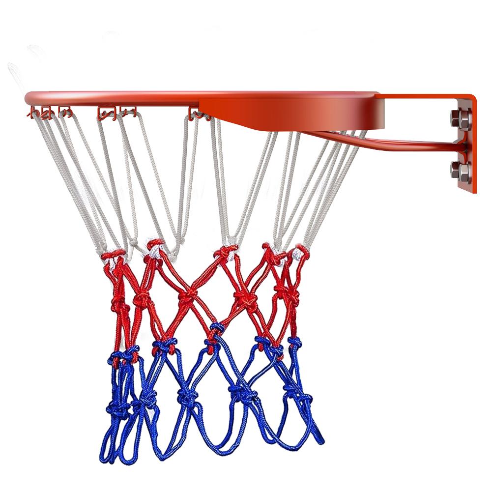 1/2 stück allwetter-basketballnetz in kontrastfarben (rot, weiß, blau), standard-basketballkorbnetz