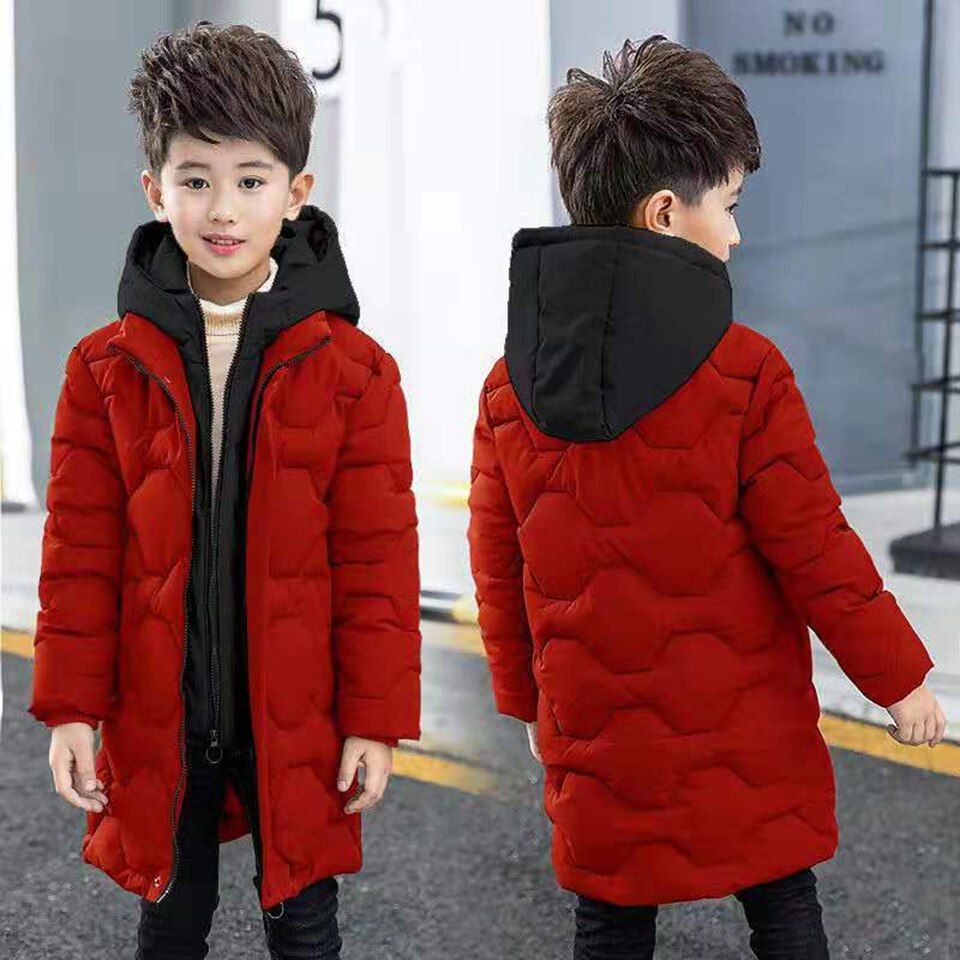 Größe Für 6 8 10 12 13 Jahr Warme Jungen Mäntel Winter Parkas freundlicher Kleidung Verdickung Mit Kapuze neue Jungen Outwear