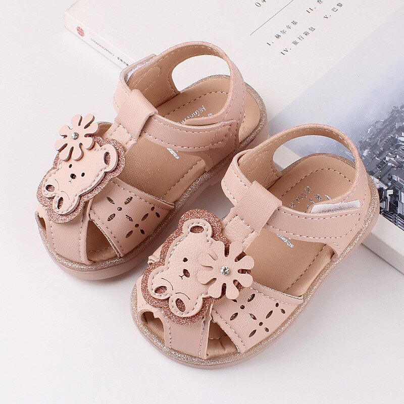 Binnenzool 12-14Cm Platte Zomer Meisje Sandalen Prinses Boog Sandalia De Baby: A pink / 6