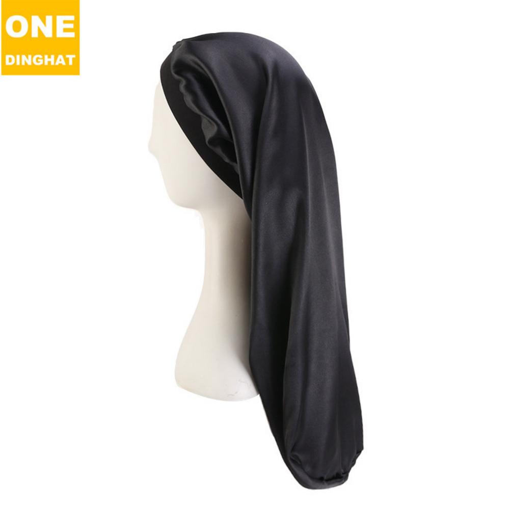Long Hair Bonnet Sleep Cap Sleep Hats Wrap Night Cap Hair Care Bonnet Nightcap For Women Men Unisex Cap Bonne Hair Loose Cap: Black