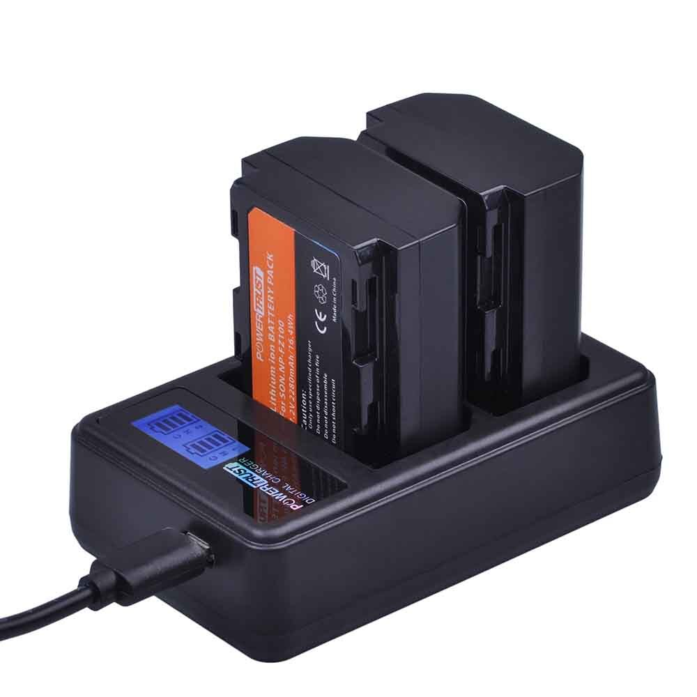 2x NP-FZ100 NP FZ100 NPFZ100 Camera Battery + LCD Dual Charger for Sony BC-QZ1 Alpha 9 9R A9R 9S ILCE-9 A7R A7 III ILCE-7M3: 2Pack