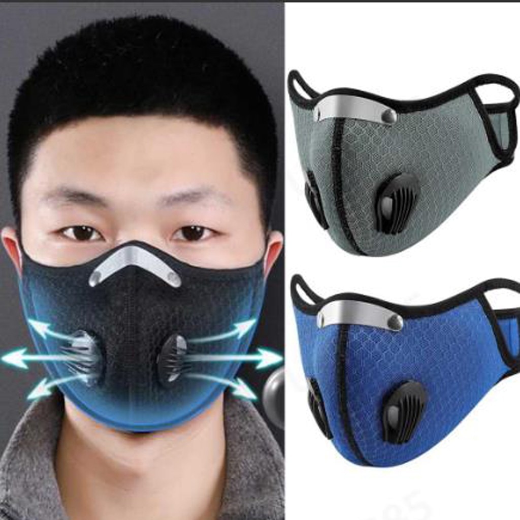 Esportes anti-poluição máscara facial à prova de poeira pm2.5 lavável reutilizável ativado com filtro máscara de carbono unisex equitação máscara