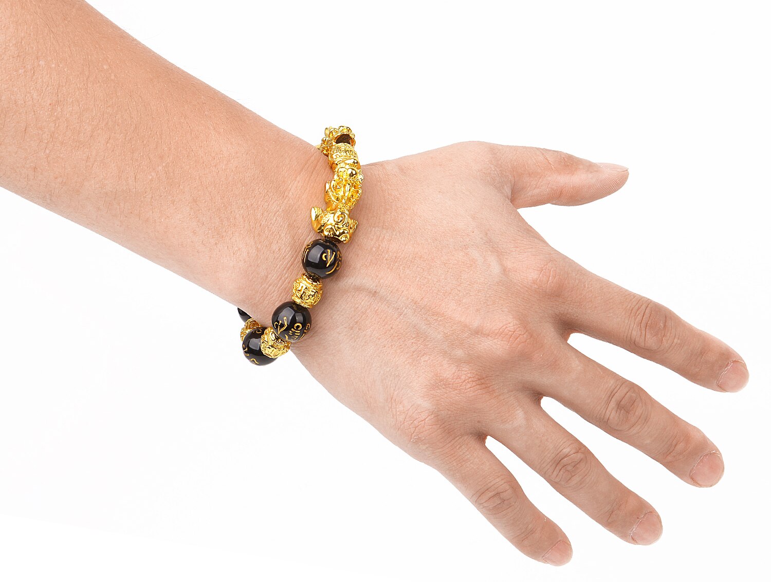 Unisex mænd pixiu charms ring armbånd kinesisk feng shui amulet rigdom og heldig åben justerbar ring perle armbånd