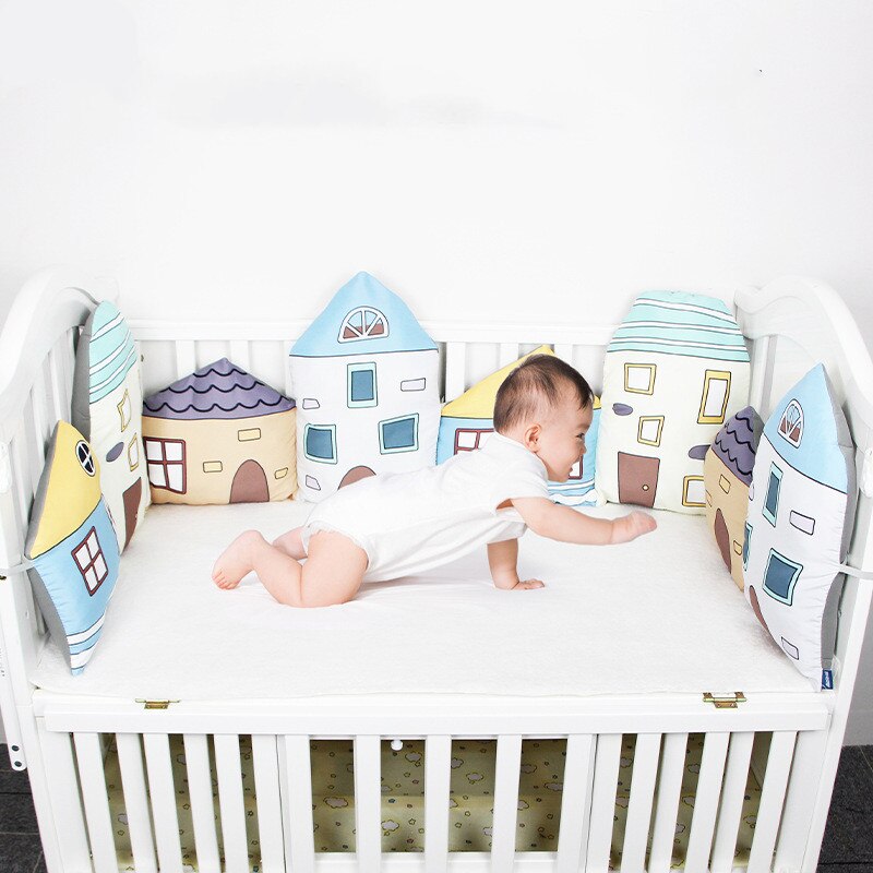 Bumpers In The Crib Bed Nordic Style Crib Surround House Mountain Style Baby Children&#39;s Bed Decoration Anti-collision Head