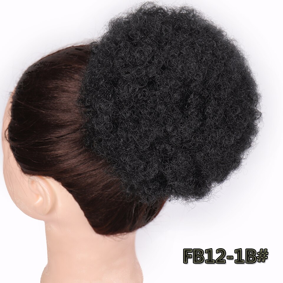 SHANGKE Synthetic Afro Puff Hair Bun Curly Hair Accessories Drawstring Ponytail Women's Chignon Hair Clips in Hair Extension: 1B