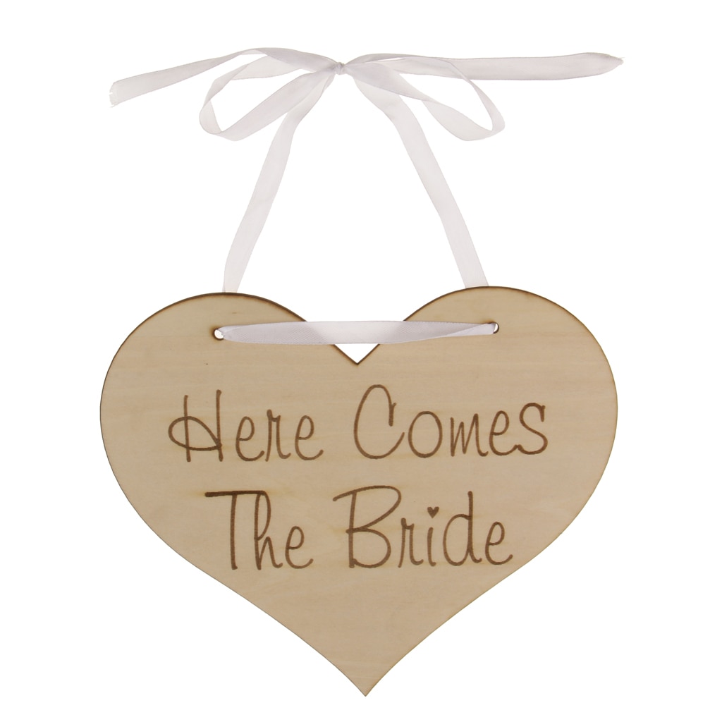 Here Comes The Bride Wedding Page Boys Flower Girls Wood Sign Board Ornament