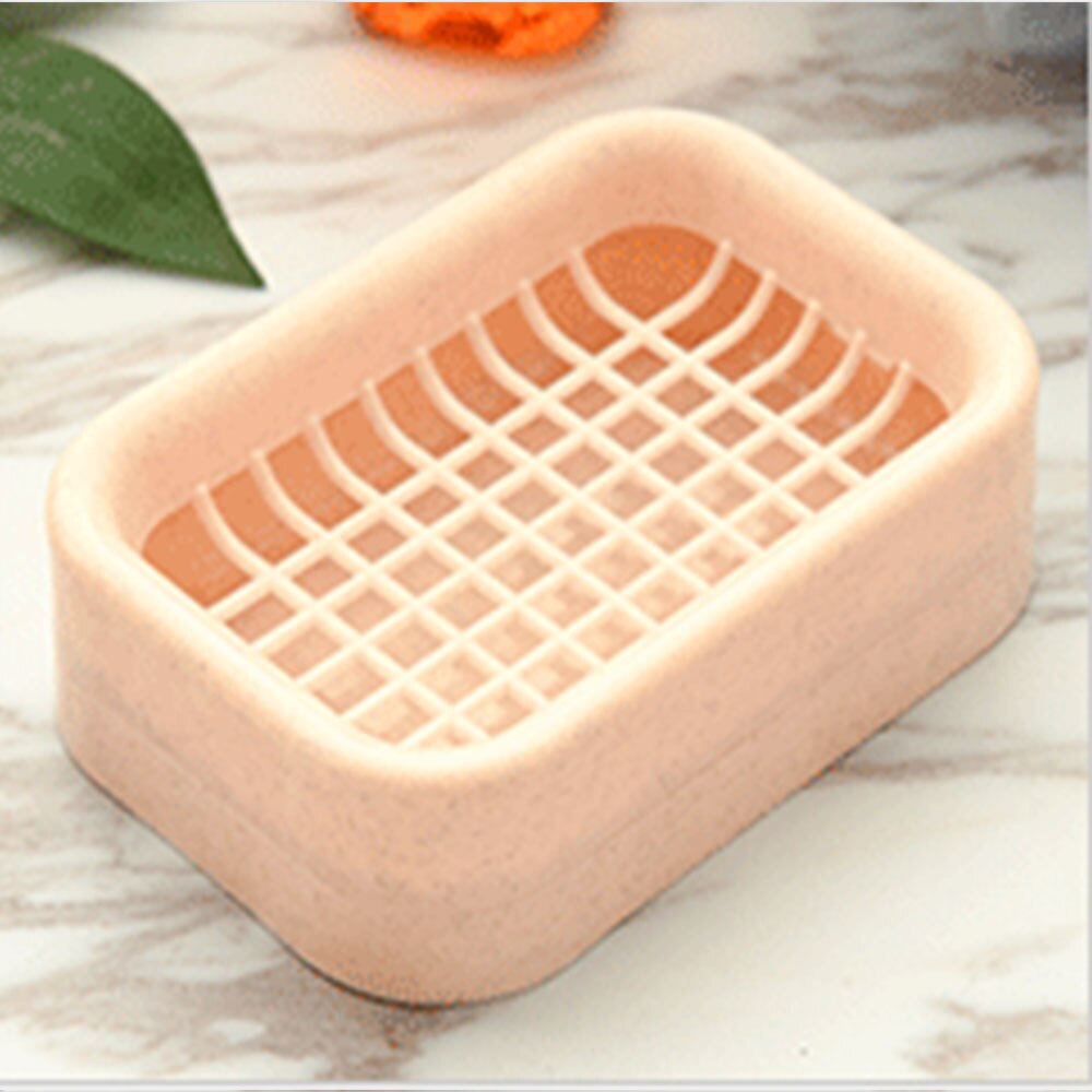 Caja de jabón de asfalto de doble capa creativa, soporte de jabón manual para baño, caja de jabón de plástico para lavar la cara: Rosa