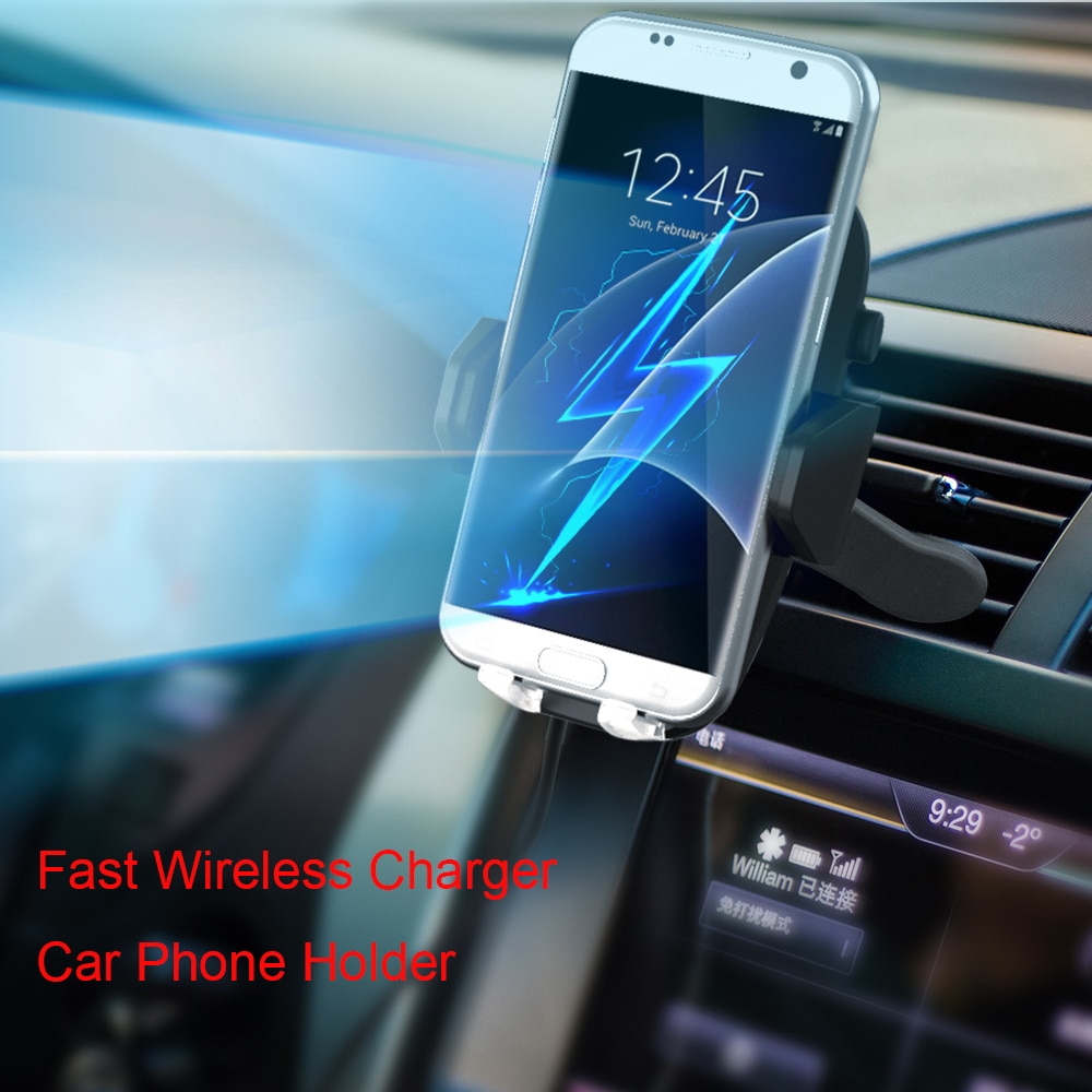 Qi Fast Wireless Charger Air Vent Car Phone Holder For iPhone 11 Pro Max Samsung S10 Plus S9 Note 10 9 Car Wireless Charging Pad