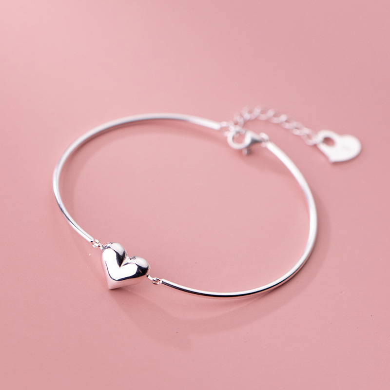 925 Sterling Zilver Verstelbare Hart Bedelarmband Voor Vrouwen Bangle Vriendin Bruiloft SL462