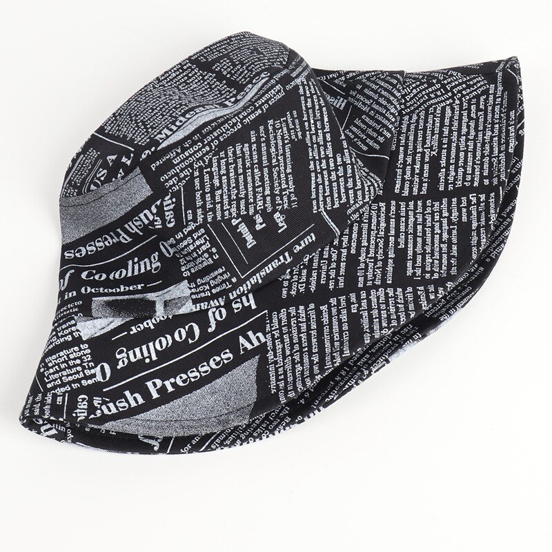 Sombrero de pescador Unisex con patrón de periódico antiguo, sombrero de cuenca impreso, tendencia urbana, sombrero de sol, sombrero de cubo Harajuku, sombrero de Hip-Hop al aire libre