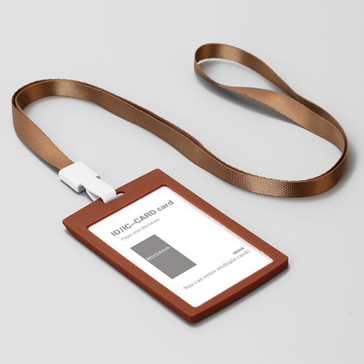 86x54mm ID Karte Halter Horizontale/Vertikale mit Original Lanyard, für Studenten/Business/Mitarbeiter, Preis: V Brown Set