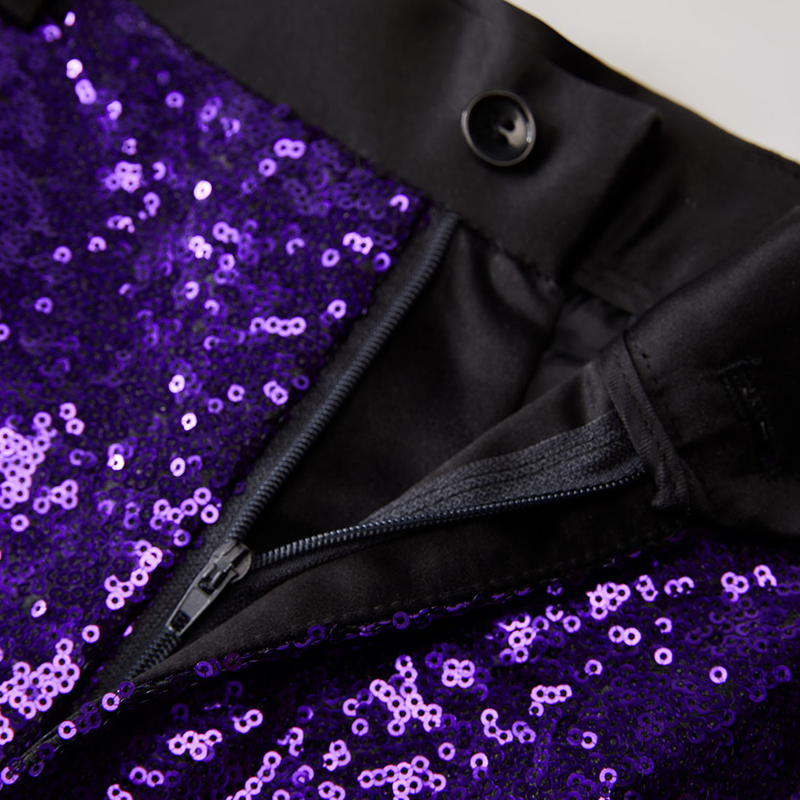 Paars Gradiënt Sequin Glitter Broek Mannen 2022 Brand Slim Fit Rechte Jurk Broek Heren Party Stage Prom Zanger Pak broek