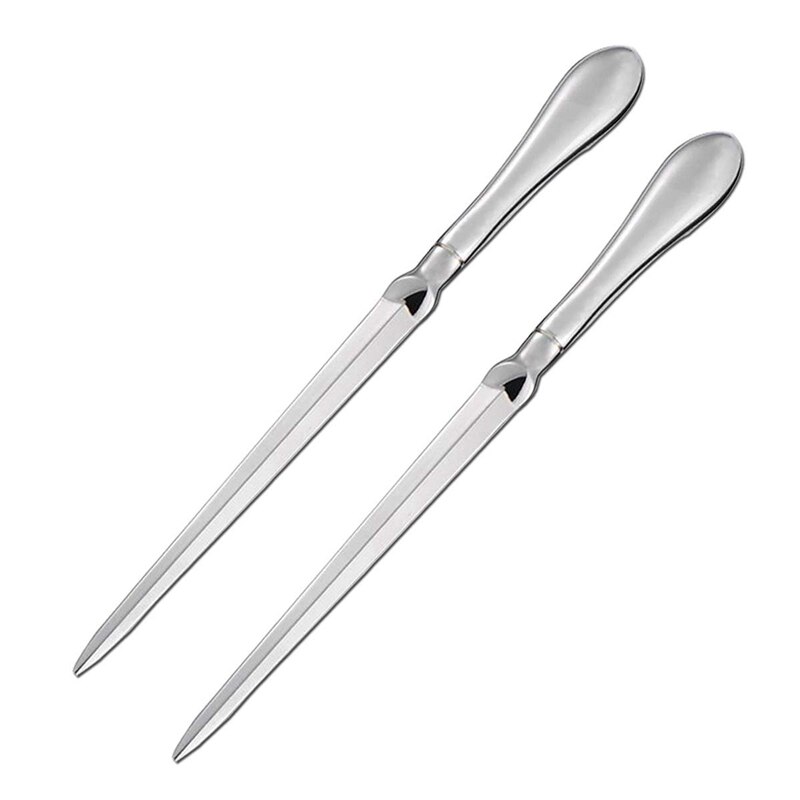 2 Pack Letter Opener Metal Envelope Opener Knife, Paper Cutting Knife, Nickel Plated, 9 Inches, Silvery