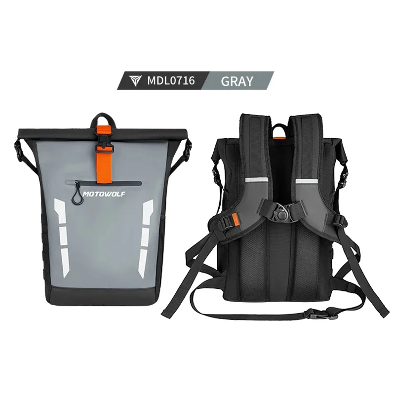 Motowolf-mochila impermeable para motocicleta, Bolsa duradera para motocicleta, mochila reflectante informal para ciclismo, gran capacidad, 20l