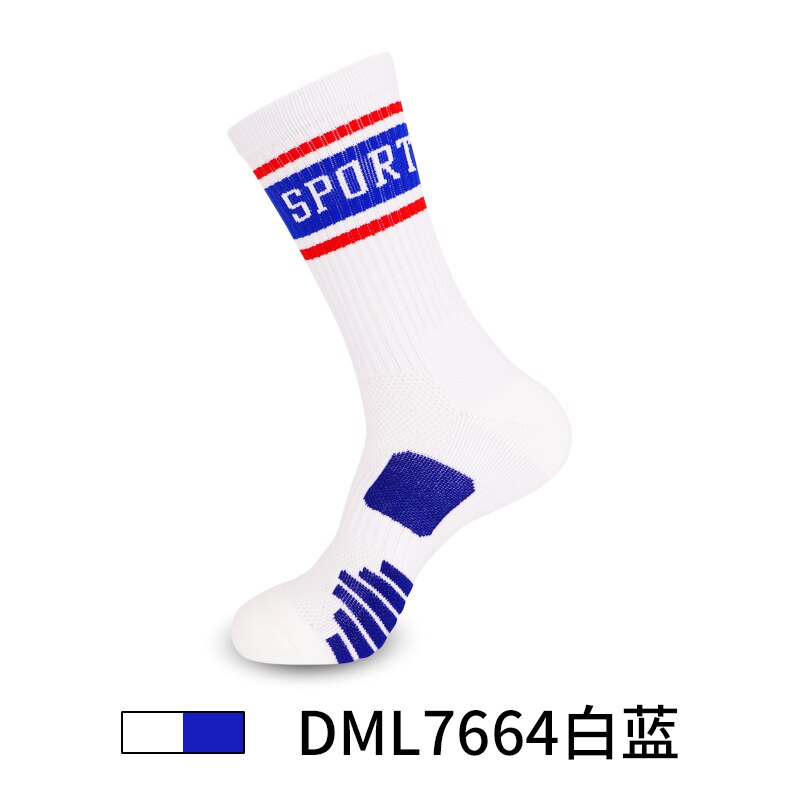 Oddychające sportowe pończochy moda Running praktyczne skarpety treningowe profesjonalny ręcznik dolny kosz pończochy: White and blue 7664