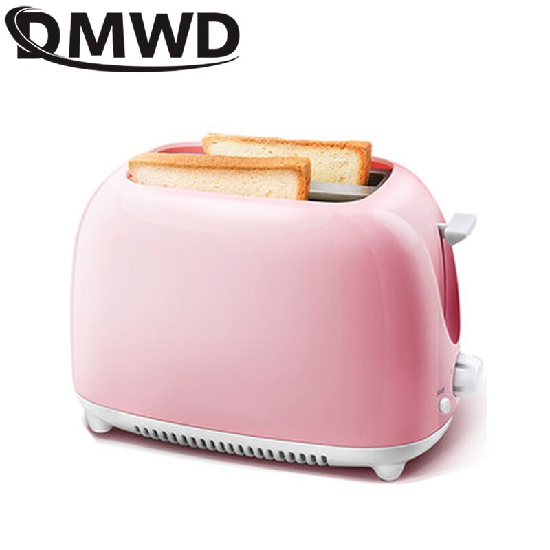 DMWD Toaster Automatic Stainless Steel Electric Toaster Household Breakfast Machine Toast Sandwich Grill Oven Kitchen Appliances: Pink
