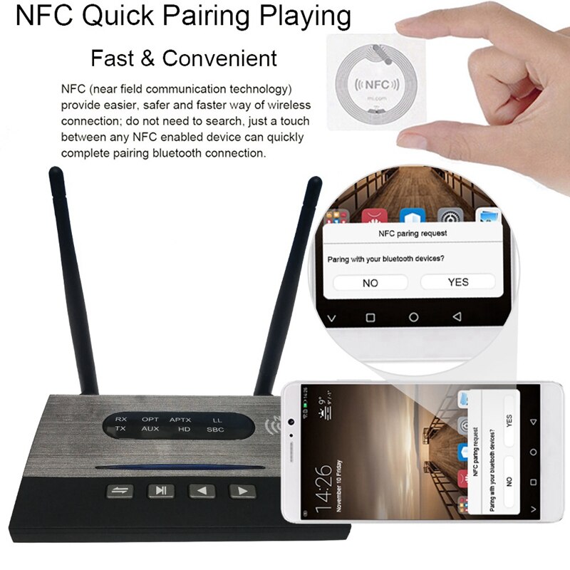 3In1 Bluetooth Adapter Transmitter / Receiver / Bypass Model Fiber Optic Bluetooth 5.0 for Speaker Sound Amplifier TV Computer