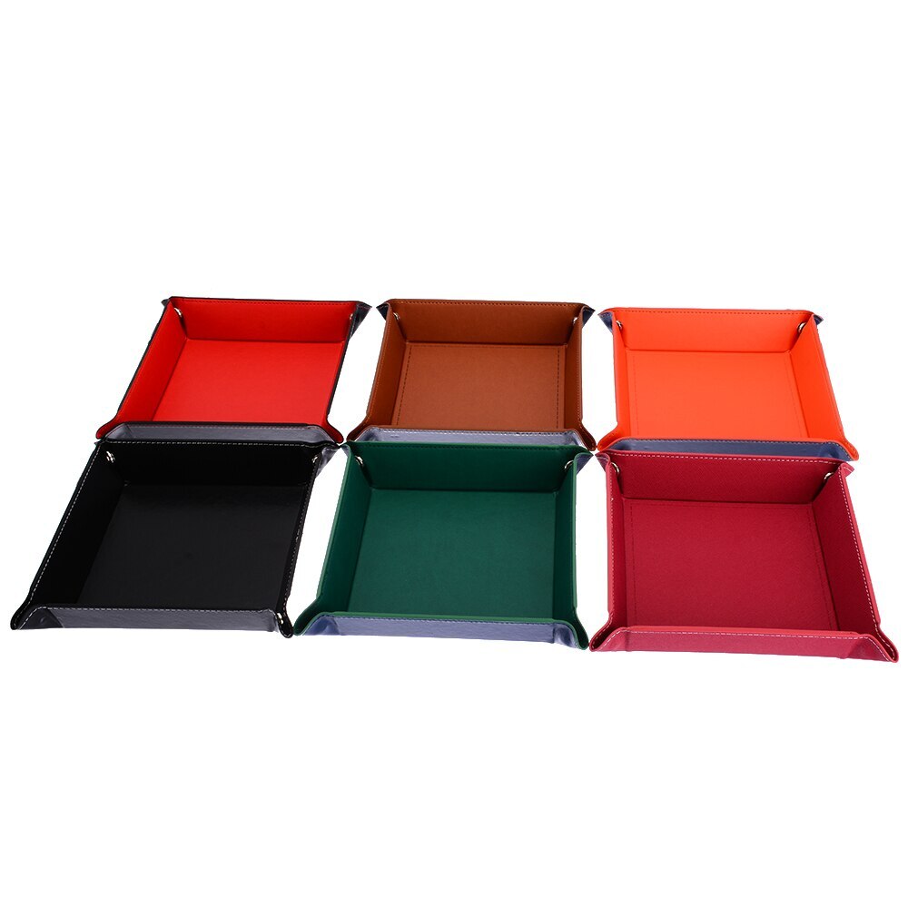 Pu lederen dobbelstenen rolplaat vierkante dobbelstenenplaat dobbelstenendoos voor tafelspellen dobbelstenen opslag.