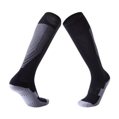 Calcetines de fútbol para niños calcetín de fútbol chico por encima de la rodilla calcetines lisos calcetines largos de fútbol para hombres por encima de la rodilla calcetines de béisbol: Black