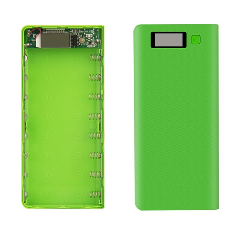 8*18650 Battery Holder Dual USB Power Bank Battery Box DIY Shell Case: green
