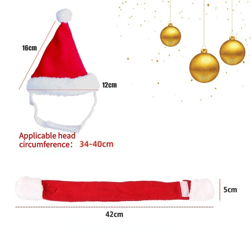 Hond Kat Pet Kerstman Hoed Met Sjaal Kostuum Set En Rood Party Decoratie Dieren Navidad Kerst