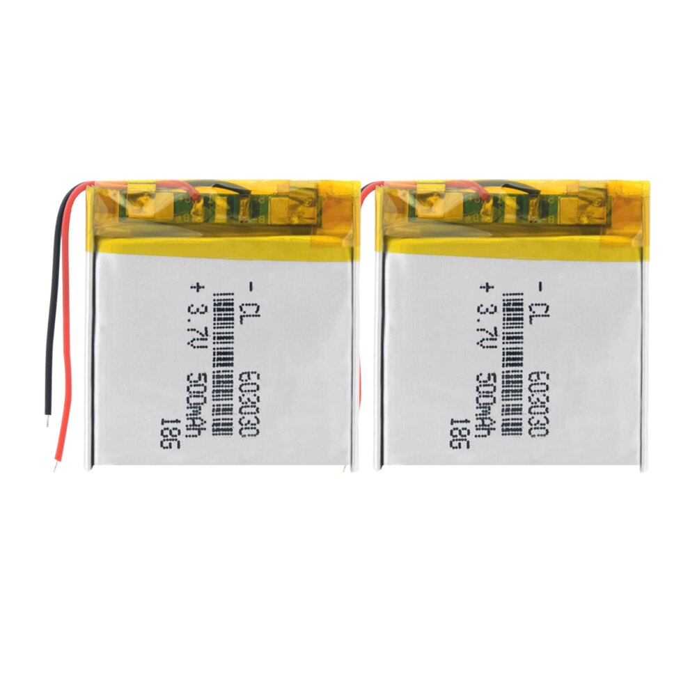 500mAh 3.7V rechargeable battery 603030 li polymer lithium battery li on for MP3 MP4 GPS DVD recorder e-book camera power bank: 2Pcs