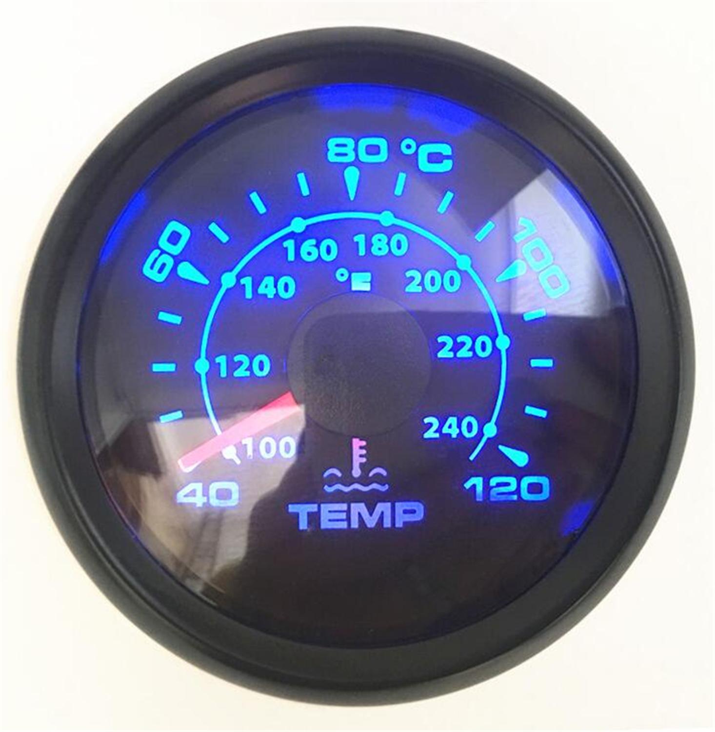 1Pc 52Mm Pointer Water Temp Meters 40-120Degree Lcd Water Temperatuur Meter 100 ~ 240 ℉ Groene Achtergrondverlichting M14x1.5 sensor Voor Auto Boot