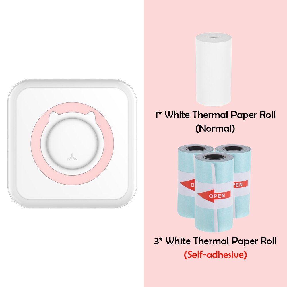 C15 Pocket Thermal Printer Portable Mini Wireless BT Connect 200dpi Photo Label Memo Wrong Question Printing: Pink D