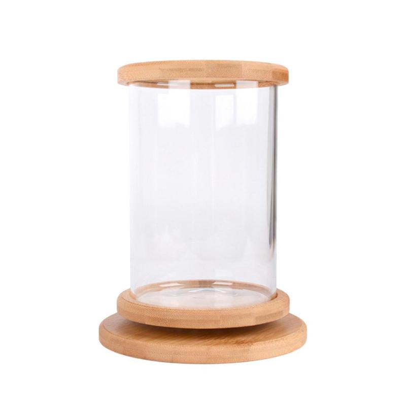 1 Glas Betta Vis Tank Bamboe Base Mini Aquarium Decoratie Accessoires Roterende Decoratie Aquarium Aquarium Kantoor