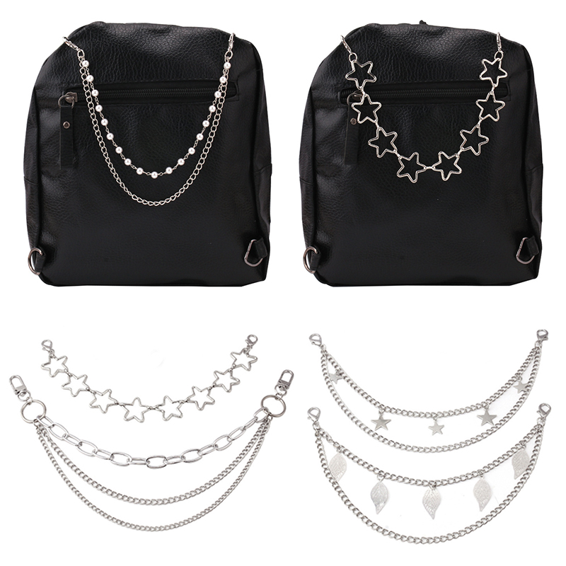 Cadena de Metal multicapa para bolso, asas DIY, mariposa, corazón, estrella, colgante, cadena de bolso de hombro, accesorios de bolsa de repuesto, cadena de perlas