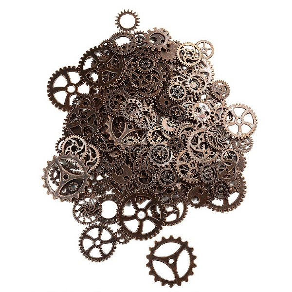 120g Über 100 pcs/lot Vintage Metall Gemischt Getriebe Schmuck, Die Diy Steampunk Getriebe Anhänger Charms Bronze Armband zubehör: Ancient red