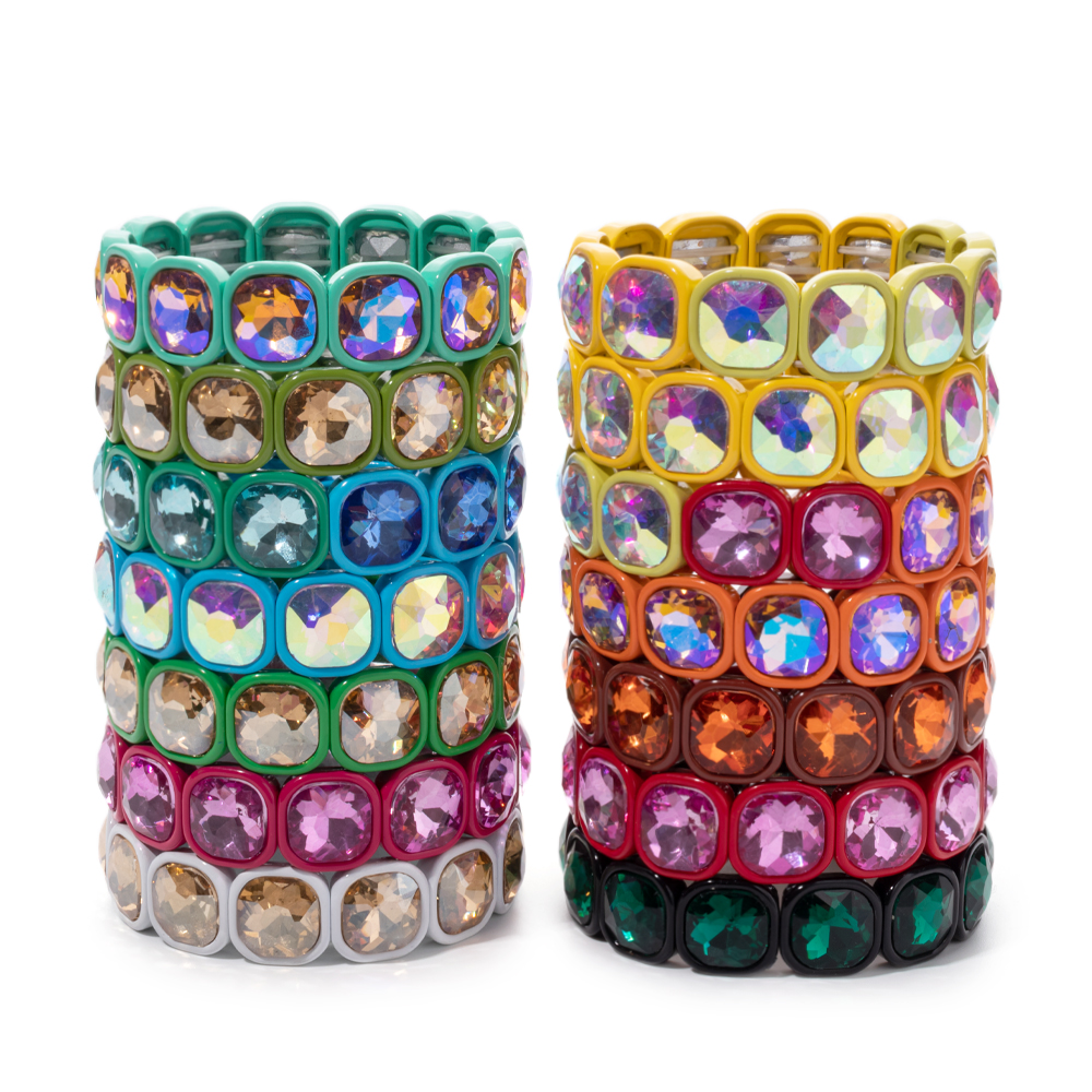 Pulseras de cuentas de cristal de invierno para mujer, pulseras elásticas de cuentas coloridas, joyería brillante bohemia hecha a mano, 2024