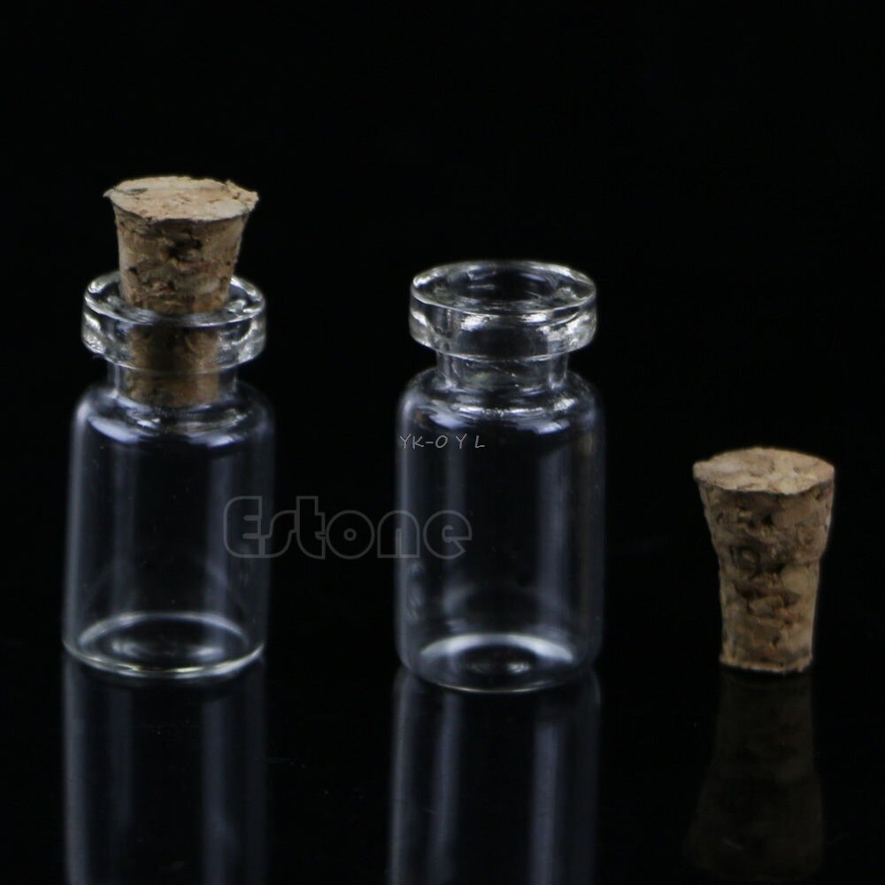 Petites bouteilles en verre de 0.5mL, 10 pièces, avec bouchon en liège transparent, , offre spéciale