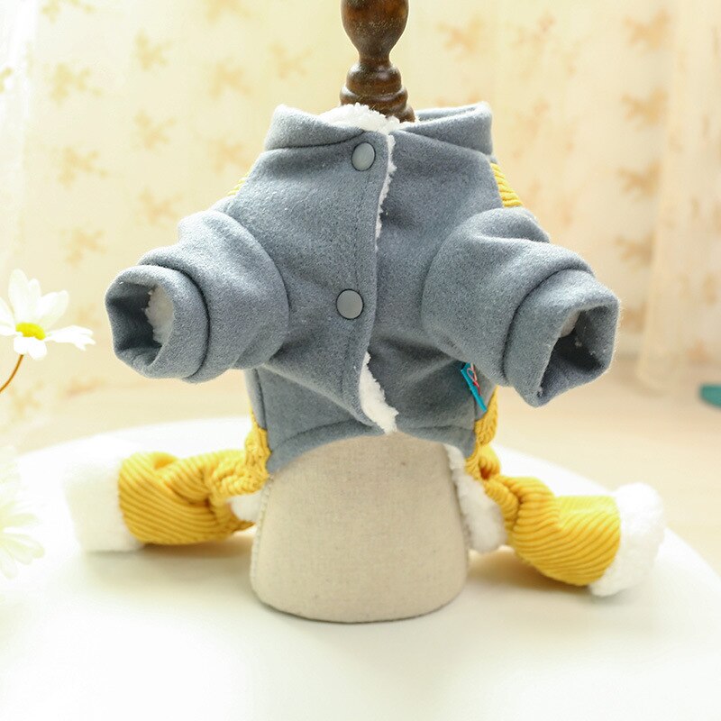 Ropa de invierno para perro, muñeco de nieve, ciervo, Navidad, mono cálido amarillo XS XL con chaqueta de piel, abrigo para cachorro, traje de Shih Tzu, caniche Pomeranian
