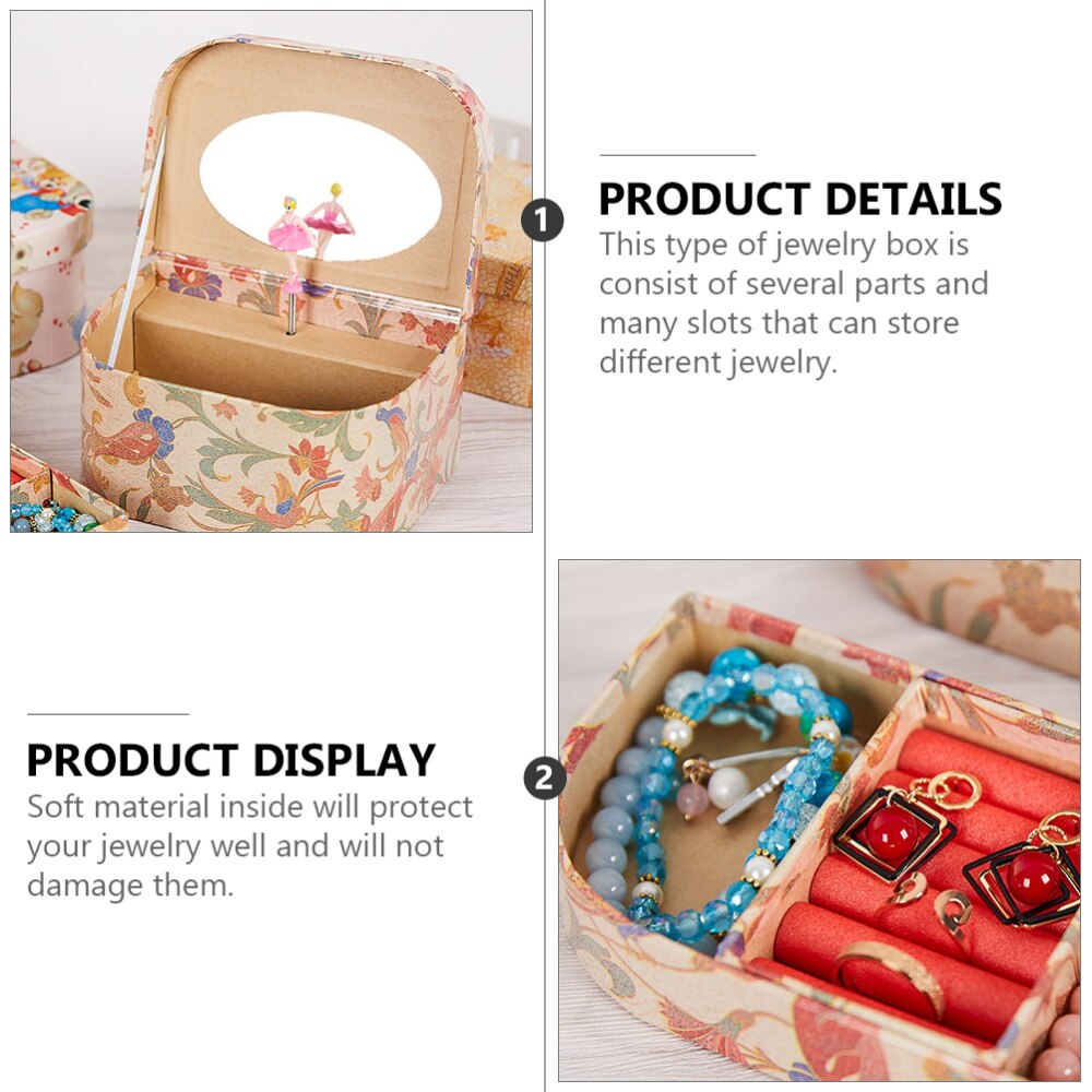 Exquisite Musical Jewelry Box Spinning Ballerina Girls Storage Container